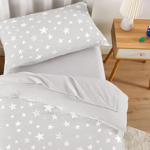 Wake In Cloud - Toddler Bedding Set for Boys Girls, Cute Star Polka Dot, 4 Pieces Soft Crib Bed Set Including Comforter, Sheets and Pillowcase, Light Purple in Kuwait
