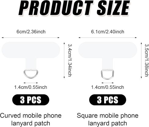 6pcs Phone Tether Tabs, Multifunctional Lanyard Tab Tether for Phone Lanyard without Adhesives Case Insert for Most Smartphones Strap Charms Patch Pad(Transparent) in Saudi Arabia
