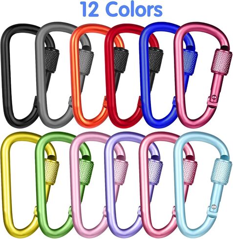 10 Pcs D-Shape Carabiner Clasp, 2.2inch Locking Carabiner Clip with Screw Gate, Carabiners Clips Key Chain Clip Hook for Key,Hiking, Outdoor Activities in Saudi Arabia