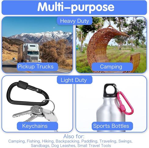 10 Pcs D-Shape Carabiner Clasp, 2.2inch Locking Carabiner Clip with Screw Gate, Carabiners Clips Key Chain Clip Hook for Key,Hiking, Outdoor Activities in Saudi Arabia