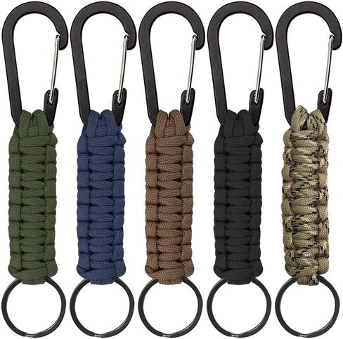 SENHAI 5 Pcs Paracord Keychains with Carabiner, Braided Lanyard Ring Hook Clip for Keys Knife Flashlight Outdoor Camping Hiking Backpack Fit Men Women - 5 Colors in Saudi Arabia