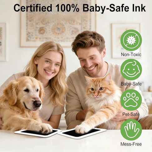 مجموعة أدوات طباعة مخالب بدون حبر للكلاب والقطط مكونة من قطعتين من echosari، مجموعة بصمة يد ومخالب الحيوانات الأليفة ذات اللمس النظيف، تذكار طباعة أنف الكلب بدون فوضى مع إطارين خشبيين، هدية لمحبي الحيوانات الأليفة والأمهات الجدد (متوسط) in Kuwait