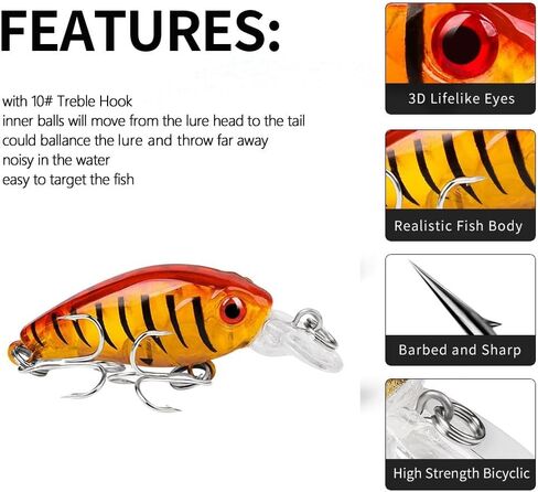 5pcs Topwater Fishing Lures, Mini Fishing Lures Swimbait Crankbait Hard Baits for Bass Trout Pike in Saudi Arabia