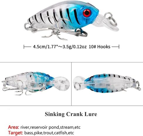 5pcs Topwater Fishing Lures, Mini Fishing Lures Swimbait Crankbait Hard Baits for Bass Trout Pike in Saudi Arabia