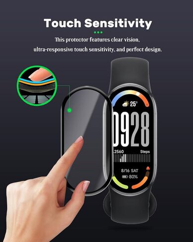 واقي شاشة مكون من عبوتين لـ Xiaomi Smart Band 10، غشاء مركب بغطاء كامل للساعة الذكية، فيلم واقي للساعة الذكية مع مضاد للخدش وخالي من الفقاعات، فيلم غطاء للساعة الذكية in Saudi Arabia