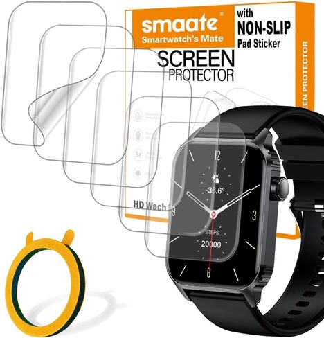 Screen Protector Compatible with TRAUSI TG08 1.83" Fitness Tracker Smart Watch, 6-PACK Soft TPU, Full Coverage, Bubble Self-healing, with Non-Slip Pad Sticker in Saudi Arabia