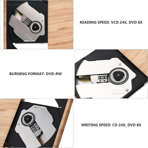 ناسخ أقراص DVD خارجي USB 3.0 Type-c محرك أقراص DVD محمول للكمبيوتر المحمول وسطح المكتب مع لمسة نهائية من الخشب الحبيبي، محرك أقراص بصري USB-c متوافق مع نظام التشغيل Windows in Kuwait