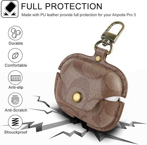 for AirPods Pro 3 Case, Compatible with AirPods Pro 3rd Generation Case (2025), Cute Leather Full Body Shockproof Protective Cover for Women Men (C) in Saudi Arabia