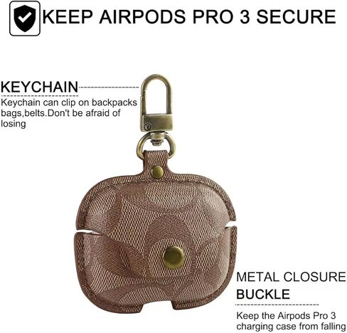 for AirPods Pro 3 Case, Compatible with AirPods Pro 3rd Generation Case (2025), Cute Leather Full Body Shockproof Protective Cover for Women Men (C) in Saudi Arabia
