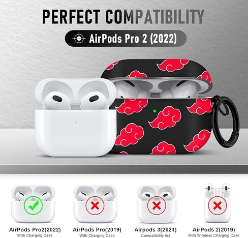 Maxjoy for Airpods Pro 2nd Generation Case, Cartoon Cute Anime Design Series Apple Airpod pro 2 Case Cover for Airports Pro 2 Generation 2022, Wireless AirPods Pro 2 Cases for Men Women, Red Cloud in Saudi Arabia
