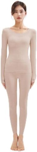 Thermal Underwear Women Ultra-Thin Soft Set Big Stretches Base Layer Top & Bottom Long Johns Winter Warm in Saudi Arabia