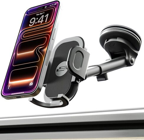 حامل هاتف Bracketron TripGrip 2.0 لسيارتك - ذراع تلسكوبي 3.5 بوصة - 6.5 بوصة، كوب شفط مع رافعة قفل، دوران 360 درجة - دعم لوحة القيادة وحامل الزجاج الأمامي in Saudi Arabia