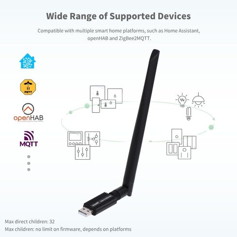 Smaller Size Zigbee 3.0 USB Dongle Gateway, Work with Home Assistant Zigbee2MQTT, EFR32MG21 Universal USB Gateway with Antenna, Wireless Zigbee Adapter in Saudi Arabia