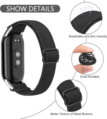 أربطة مطاطية من Mugust متوافقة مع Xiaomi Smart Band 10/9/8 للنساء والرجال، حزام معصم بديل من النايلون القابل للتمدد لـ Xiaomi Mi Band 10/9/8 in Kuwait