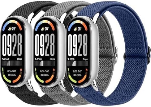 أربطة مطاطية من Mugust متوافقة مع Xiaomi Smart Band 10/9/8 للنساء والرجال، حزام معصم بديل من النايلون القابل للتمدد لـ Xiaomi Mi Band 10/9/8 in Kuwait