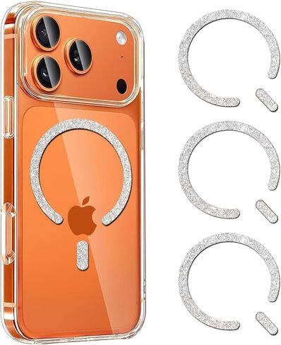ملصق مغناطيسي COJOC for MagSafe - ملصق حلقة معدنية عالمية لامعة لملحقات Magsafe والشحن اللاسلكي لهاتف iPhone 17/16/15 Pro Max Mini Air وسلسلة Galaxy وحافظة الهاتف، أبيض in Kuwait