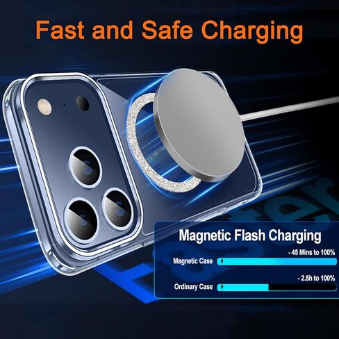 ملصق مغناطيسي COJOC for MagSafe - ملصق حلقة معدنية عالمية لامعة لملحقات Magsafe والشحن اللاسلكي لهاتف iPhone 17/16/15 Pro Max Mini Air وسلسلة Galaxy وحافظة الهاتف، أبيض in Kuwait