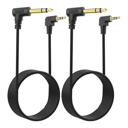 MEIRIYFA 3.5mm to 6.35mm Stereo Audio Cable, 3.5mm 1/8 inch Male TRS to 6.35mm 1/4 inch Male TRS Right Angle Audio Cable Cord for Guitar Laptop Home Theater Smartphone Amplifier (2PCS, 1.8M) in Saudi Arabia