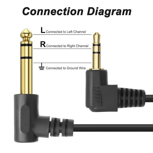 MEIRIYFA 3.5mm to 6.35mm Stereo Audio Cable, 3.5mm 1/8 inch Male TRS to 6.35mm 1/4 inch Male TRS Right Angle Audio Cable Cord for Guitar Laptop Home Theater Smartphone Amplifier (2PCS, 1.8M) in Saudi Arabia