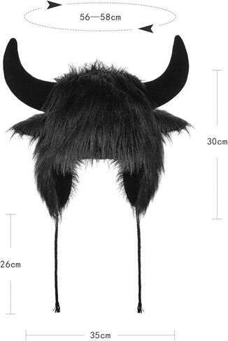 XGOPTS Winter Faux Fur Trapper Hat Warm Animal Plush Horn Earflaps Hat Novelty Fuzzy Costume Party Bull Hats Furry Snow Cap in Saudi Arabia