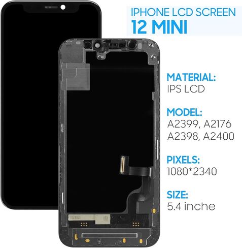 Yondista Incell لاستبدال شاشة iPhone 12 Mini A2176، A2398، A2400، A2399 5.4 بوصة شاشة LCD تعمل باللمس ثلاثية الأبعاد مجموعة رقمنة اللمس - أدوات - طبقة واقية in Kuwait