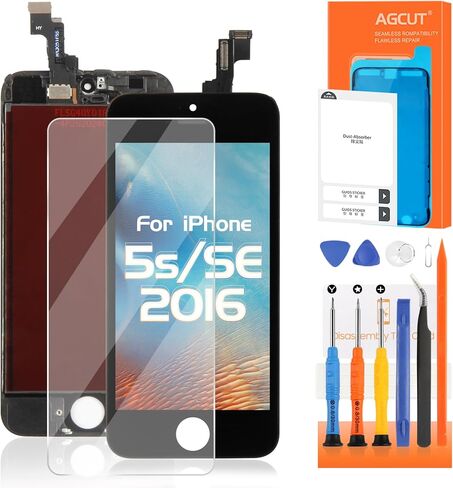 استبدال شاشة iPhone SE 2016 لهاتف iPhone 5S شاشة LCD تعمل باللمس A1723 A1724 A1453 A1457 A1518 A1528 A1530 A1533 مجموعة أدوات إصلاح محول الأرقام للشاشة باللون الأسود in Kuwait