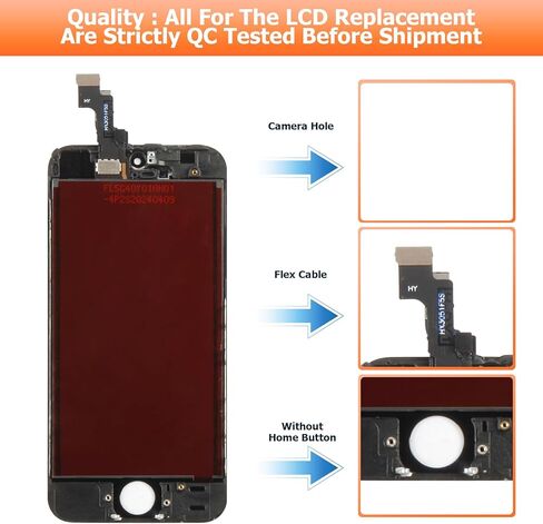 استبدال شاشة iPhone SE 2016 لهاتف iPhone 5S شاشة LCD تعمل باللمس A1723 A1724 A1453 A1457 A1518 A1528 A1530 A1533 مجموعة أدوات إصلاح محول الأرقام للشاشة باللون الأسود in Kuwait