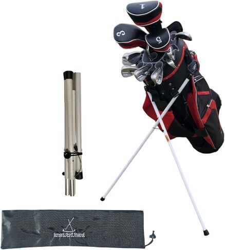 Golf Cart Bag Stand Attachment Foldable Legs Only with STEEL ROPE CORD. Turns your Cart Bag into a Stand Bag to prevent Bag falls & Club Damage. Attachable Golf Bag Accessories, Black-Aluminum in Saudi Arabia