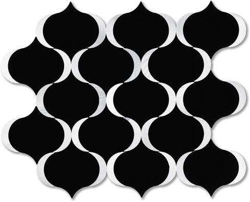 10 Sheet Arabesque Peel and Stick Backsplash Tile, Stick on Backsplash for Kitchen and Bathroom Wall, Ecru Beige Stone Look PVC Mixed Metal Aluminum in Kuwait