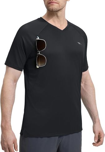BALEAF Men's UV Protection Sun Shirts Rash Guard UPF 50+ Moisture Wicking V Neck Short Sleeve Workout Tee Outdoor Athletic in Saudi Arabia