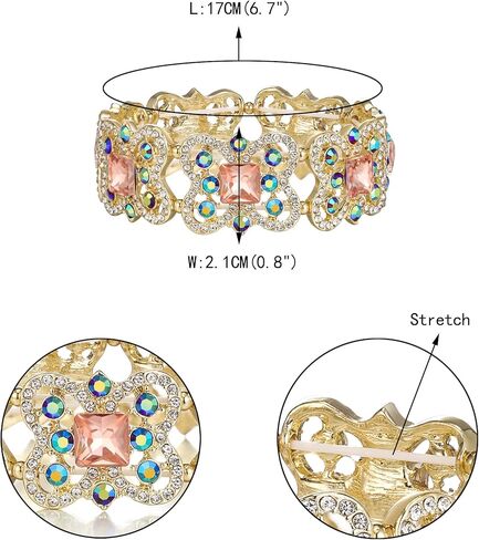 EVER FAITH Austrian Crystal Art Deco Butterfly Bridal Elastic Stretch Bracelet Gold-Tone in Saudi Arabia