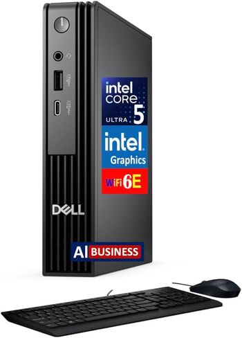 جهاز كمبيوتر صغير الحجم Dell Pro Micro QCM1250 AI Business MFF (Intel Ultra 5-235T، 64GB DDR5، 4TB PCIe SSD، WiFi 6E، Bluetooth 5.3، RJ-45، DP، HDMI، Win 11 Pro) (يستبدل Optiplex) in Kuwait