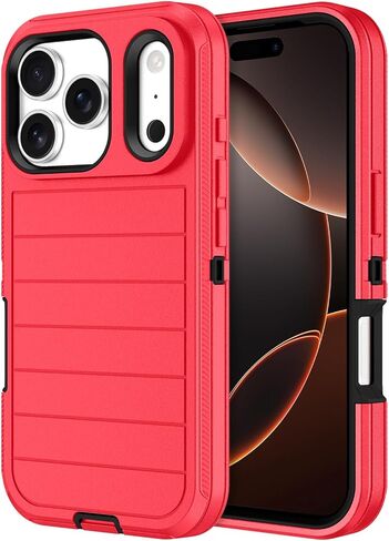 for iPhone 17 Pro Case Heavy Duty Shockproof Dropproof 3-Layer Full Body Protection Military Grade Rugged Tough Non-Slip Cover Case for Apple iPhone 17 Pro 6.3",Black in Saudi Arabia