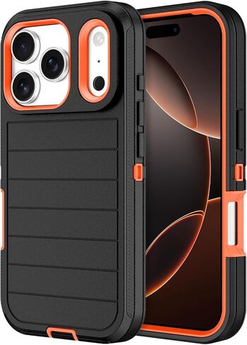 for iPhone 17 Pro Case Heavy Duty Shockproof Dropproof 3-Layer Full Body Protection Military Grade Rugged Tough Non-Slip Cover Case for Apple iPhone 17 Pro 6.3",Black in Saudi Arabia