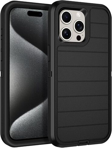 for iPhone 17 Pro Case Heavy Duty Shockproof Dropproof 3-Layer Full Body Protection Military Grade Rugged Tough Non-Slip Cover Case for Apple iPhone 17 Pro 6.3",Black in Saudi Arabia