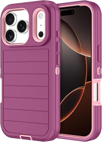 for iPhone 17 Pro Case Heavy Duty Shockproof Dropproof 3-Layer Full Body Protection Military Grade Rugged Tough Non-Slip Cover Case for Apple iPhone 17 Pro 6.3",Black in Saudi Arabia
