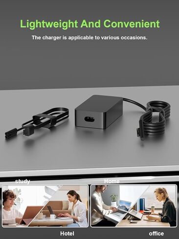 شاحن 65 وات متوافق مع Microsoft Surface Pro 10 9 8 7 7+ 6 5 4 3 X Surface Laptop 7 6 5 4 3 2 1 Surface Book 3 2 1/Go 1 2 3 Windows Tablet Charging محول in Kuwait