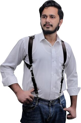 حمالات جلدية للرجال - مشابك قابلة للتعديل شديدة التحمل، مثالية لحفلات الزفاف ورفقاء العريس والسراويل والجينز in Kuwait