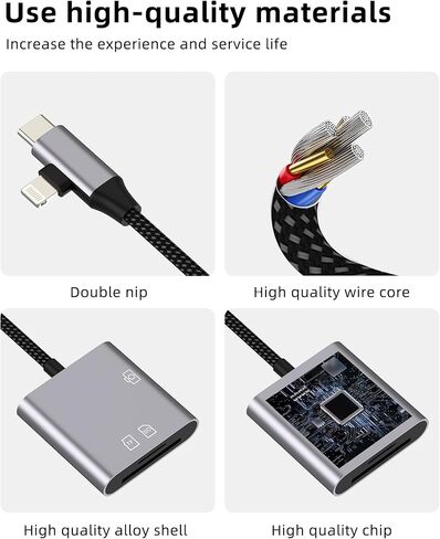 قارئ بطاقة SD لهاتف Iphone 17 16 15 14 Pro لجهاز Apple Lightning USB C إلى TF OTG محول منفذ كاميرا رقمية ملحقات ذاكرة Micro SD قابس مقسم لـ Ipad متوافق مع محول هاتف Samsung in Kuwait