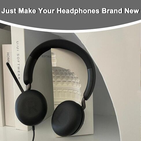 وسائد أذن بديلة لـ Jabra Evolve2 65 (Evolve 2 65MS 65UC MS UC)/Evolve2 40 (40UC 40MS USB)/Elite 45h سماعة رأس لاسلكية على الأذن، وسائد الأذن وأغطية الأذن وأغطية الأذن (أسود) in Kuwait