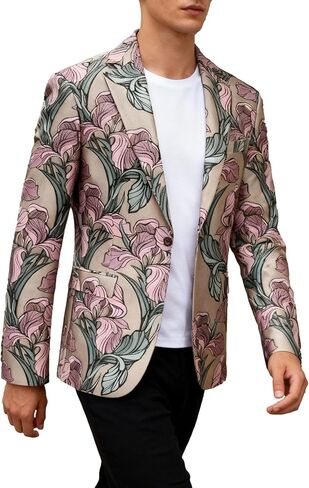 UNINUKOO Blazer for Men Casual Slim Fit Mens Suits Jacket Lightweight Floral Dinner Party Sport Coat Suit Separates in Kuwait