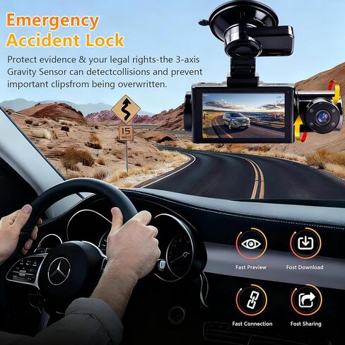 كاميرا داش كام 3 قنوات 4K أمامية وخلفية داخل ADAS واكتشاف البقع العمياء 5.8 جيجا واي فاي GPS، كاميرا سيارة مع بطاقة 64 جيجابايت، رؤية ليلية Starvis IR، وضع انتظار السيارات 24 ساعة، مكثف، يدعم 256 جيجابايت بحد أقصى JMKANGMA in Kuwait