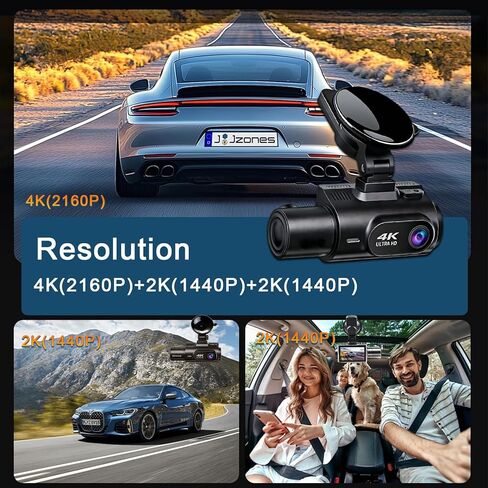 كاميرا داش كام 3 قنوات 4K أمامية وخلفية داخل ADAS واكتشاف البقع العمياء 5.8 جيجا واي فاي GPS، كاميرا سيارة مع بطاقة 64 جيجابايت، رؤية ليلية Starvis IR، وضع انتظار السيارات 24 ساعة، مكثف، يدعم 256 جيجابايت بحد أقصى JMKANGMA in Kuwait