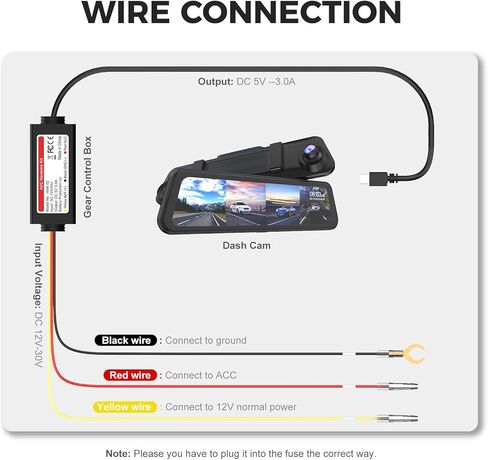 طقم أسلاك صلبة لكاميرا Dash Cam مع منفذ USB-C لنماذج كاميرا Dash Cam V5 وR4-RD، يحول 12V-30V إلى 5V/3A، مؤشر LED، طقم مراقبة وقوف السيارات على مدار 24 ساعة مع حماية الجهد المنخفض in Kuwait