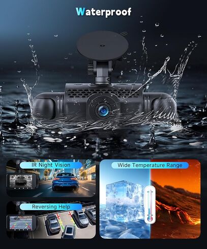 4 Channel Dash Cam 360°View 1080P Front and Rear Inside, Left, Right, Dash Camera for Cars, IR Night Vision 3 Inch IPS Monitor, 24H Parking Mode, Loop Recording in Saudi Arabia