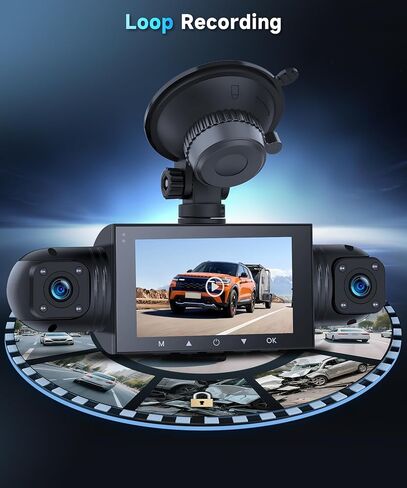 4 Channel Dash Cam 360°View 1080P Front and Rear Inside, Left, Right, Dash Camera for Cars, IR Night Vision 3 Inch IPS Monitor, 24H Parking Mode, Loop Recording in Saudi Arabia