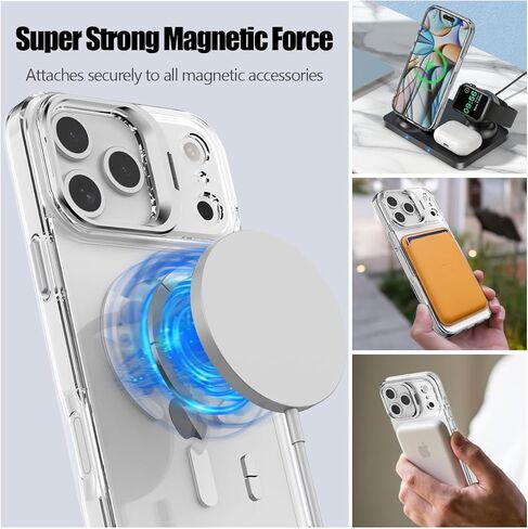 Nvollnoe for iPhone 17 Pro Max Case Compatible with MagSafe Military Grade Shockproof Heavy Duty Protective Adjustable Kickstand Matte Semi Clear Phone Case for iPhone 17 Pro Max(Clear) in Kuwait