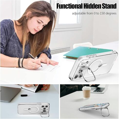 Nvollnoe for iPhone 17 Pro Max Case Compatible with MagSafe Military Grade Shockproof Heavy Duty Protective Adjustable Kickstand Matte Semi Clear Phone Case for iPhone 17 Pro Max(Clear) in Kuwait