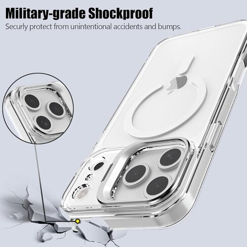 Nvollnoe for iPhone 17 Pro Max Case Compatible with MagSafe Military Grade Shockproof Heavy Duty Protective Adjustable Kickstand Matte Semi Clear Phone Case for iPhone 17 Pro Max(Clear) in Kuwait