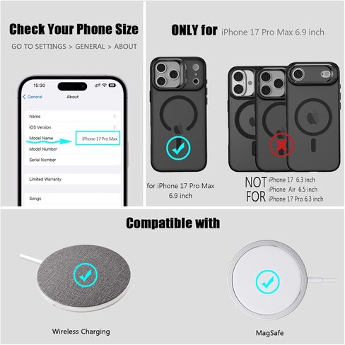 Nvollnoe for iPhone 17 Pro Max Case Compatible with MagSafe Military Grade Shockproof Heavy Duty Protective Adjustable Kickstand Matte Semi Clear Phone Case for iPhone 17 Pro Max(Clear) in Kuwait